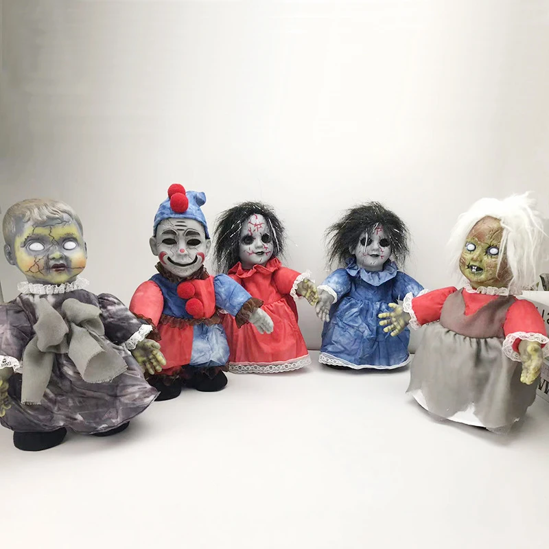 Amazon hot sell Custom ghost dolls for Halloween decoration electric plush toy  with moving and singing dolls for kids
