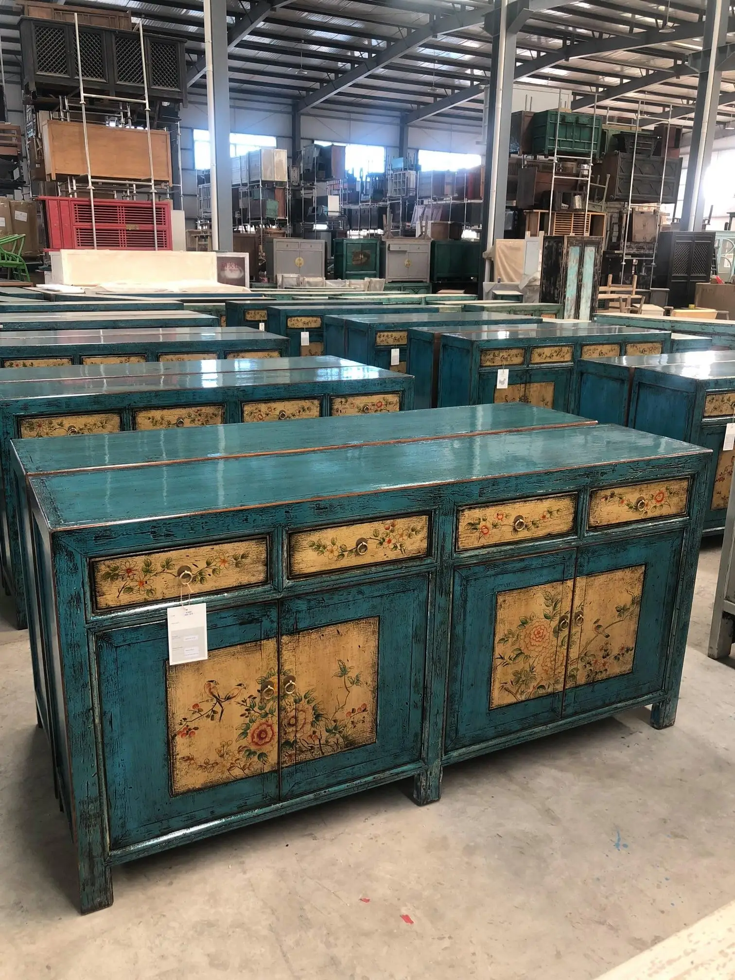 Chinese antique hand painted wooden bedside cabinet