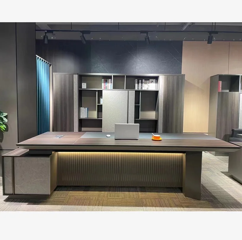 Высококачественный офисный стол руководителя, современный офисный стол со светодиодной подсветкой, стол руководителя, офисный стол для руководителя