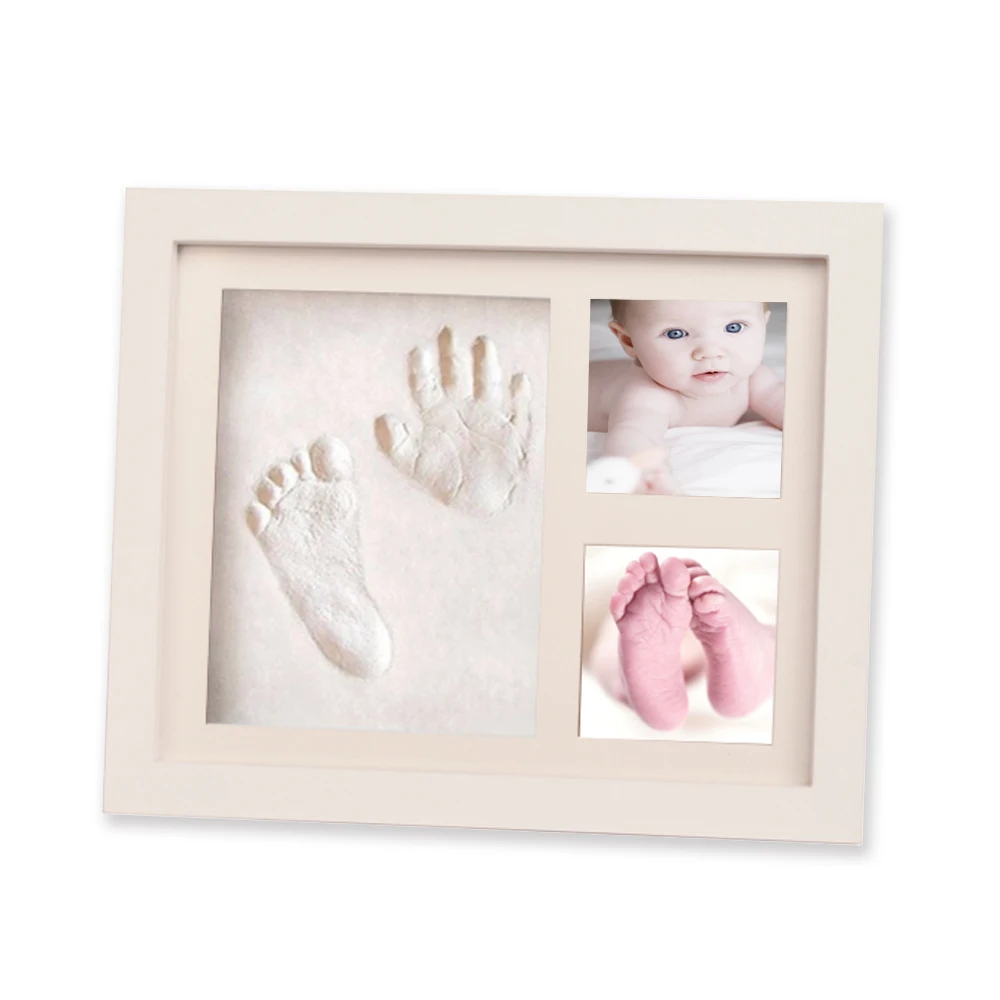 Factory price Dog paw print souvenir frame wooden picture frame new born baby frame gift with clay