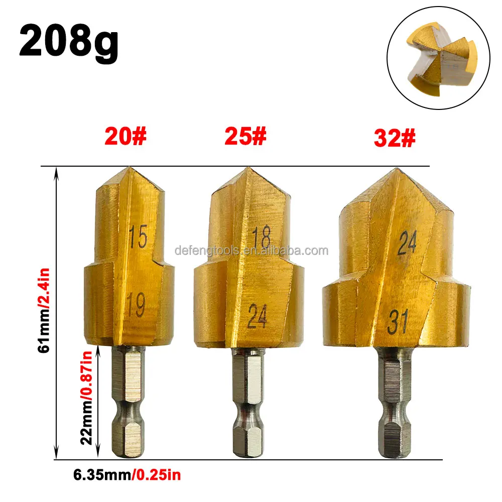 3PC Hexagonal handle lifting drill bit 15-31mm Step drill PPR water pipe reaming drilling water electrical accessories tool