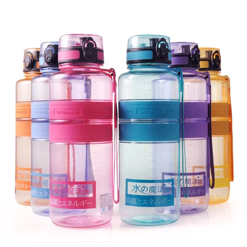 UZSPACE 1500ml Magic Energy BPA Free Tritan Wide Mouth Large Plastic Water Bottle