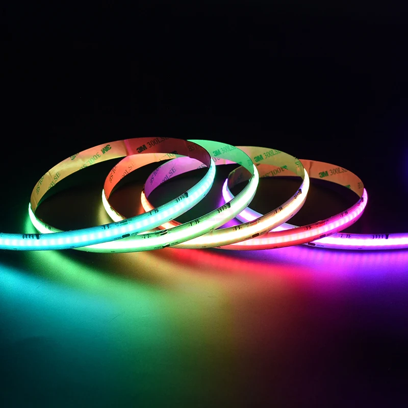 Smart RGB Cob IP20 DC24V 11W Addressable Strip Light 12mm Wide 630Chips Voice Control Sequence Addressable RGB Led Strip Light