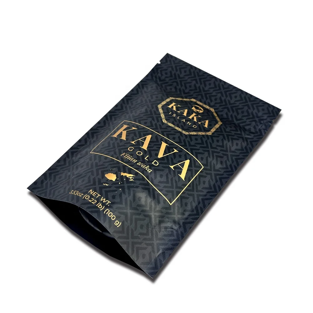 Low MOQ  custom printed stand up ziplock  kava powder packaging pouch bag