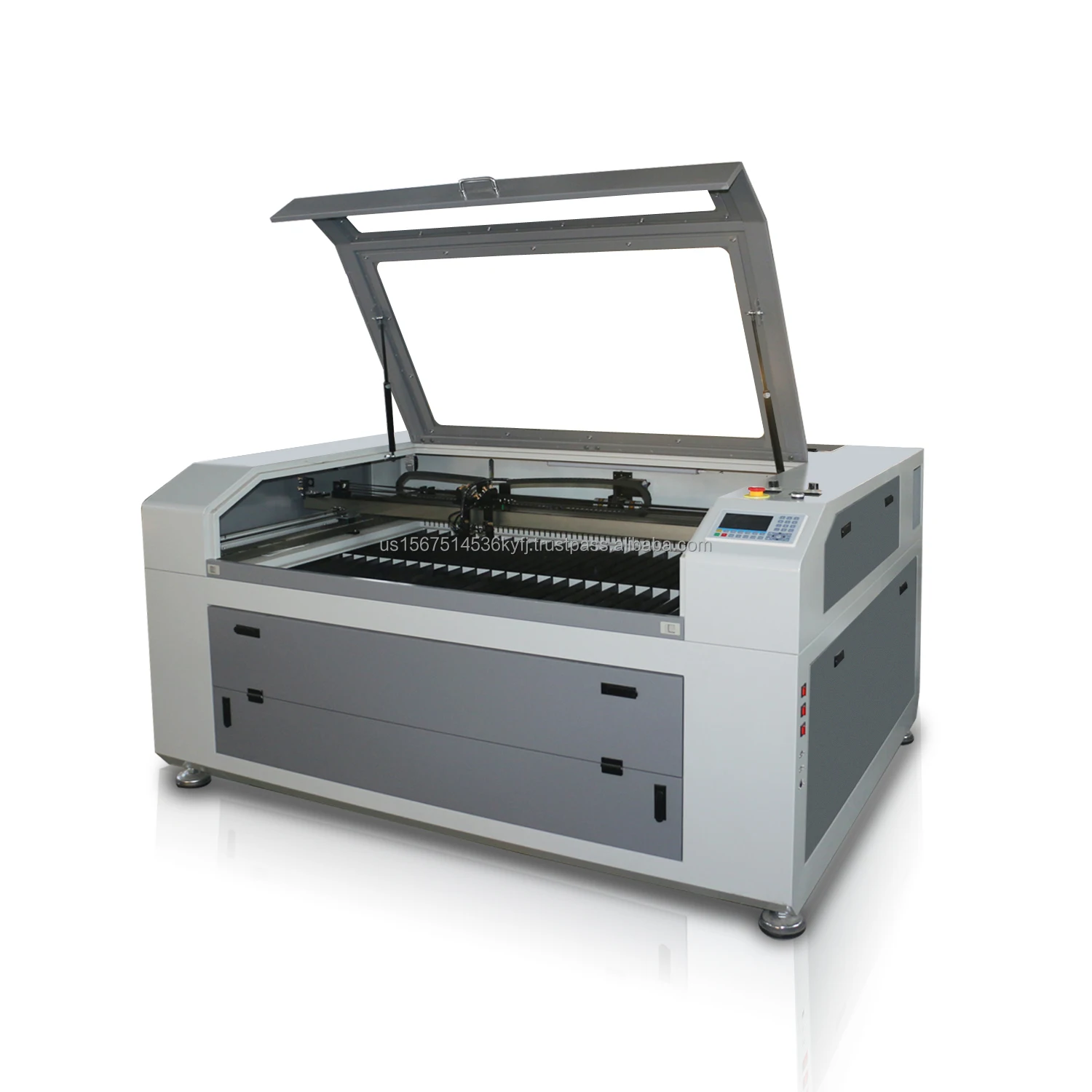 On Sale 1800*1300mm 1812 Co2 Laser Cutter with Ruida Control 550W Fan Double Work Bed Motorized Long Parts Through and Wast Box
