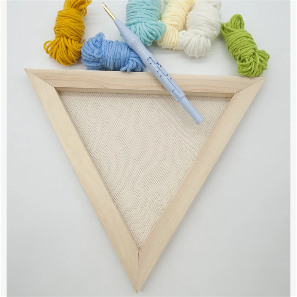 Triangle Wooden Embroidery frame Hoop with Monk Cloth 29.5*26 cm