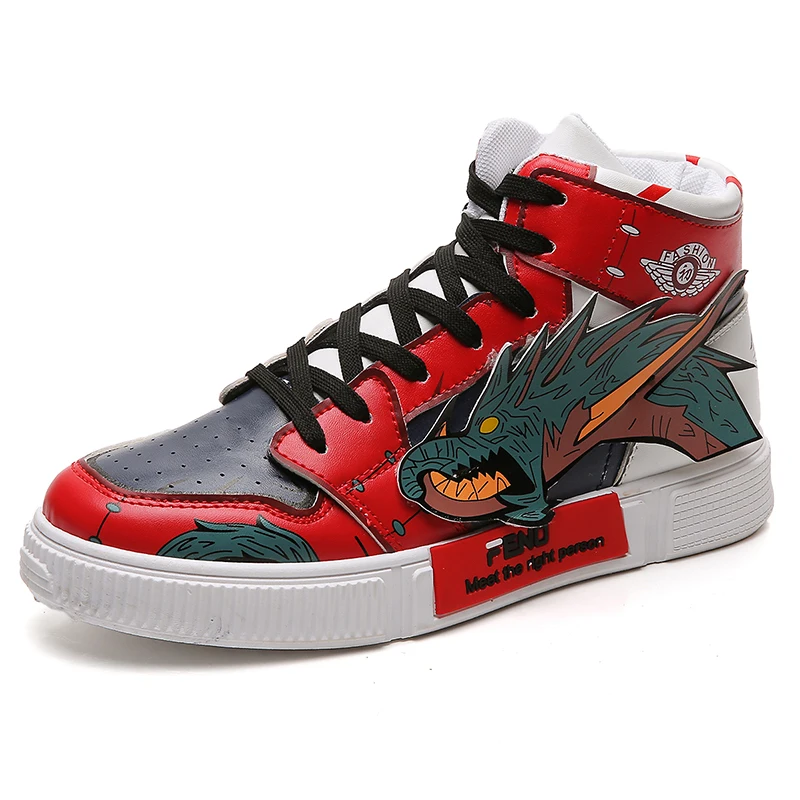 
Hot Sale Hard-wearing Men Shoes Anime High Top Shoes Naruto 3D Men Skateboard Shoes Casual shoess 