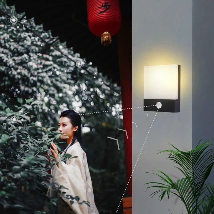 Outdoor Wall Lamp LED Waterproof Modern Minimalist Human Body Induction Wall Lamp Garden Balcony Aisle Acrylic