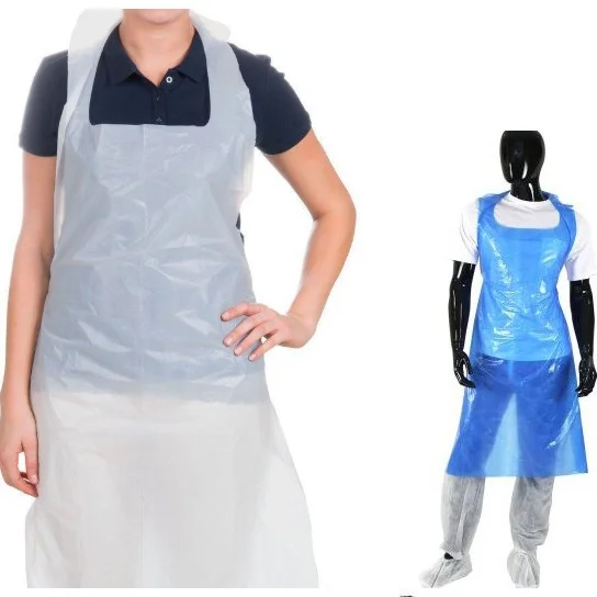 Roll pack flat pack Disposable Apron Plastic Apron Waterproof PE Apron with white color