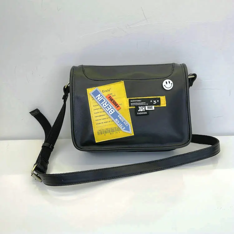 Custom Ecoleather Black Elegant Pu Leather Side Chest Sling Crossbody Luggage Travel Shoulder Messenger Bag for Men Women Ladies