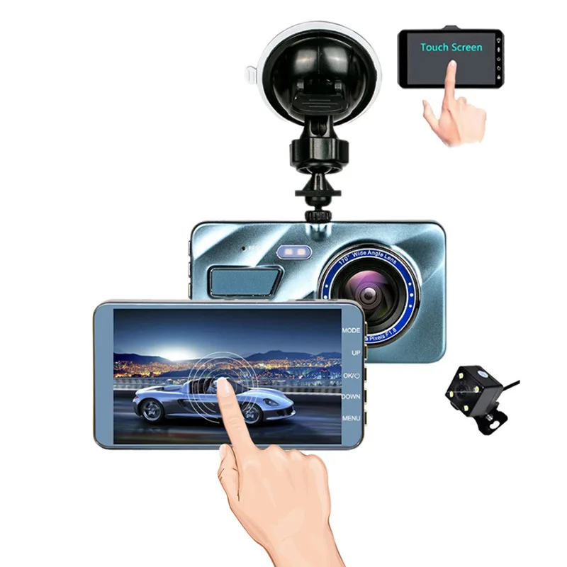 4 inch Car DVR Dash Camera Dual Lens Full HD 1080P G-Sensor Dashcam Video Loop Recording 170 Degree Night Vision