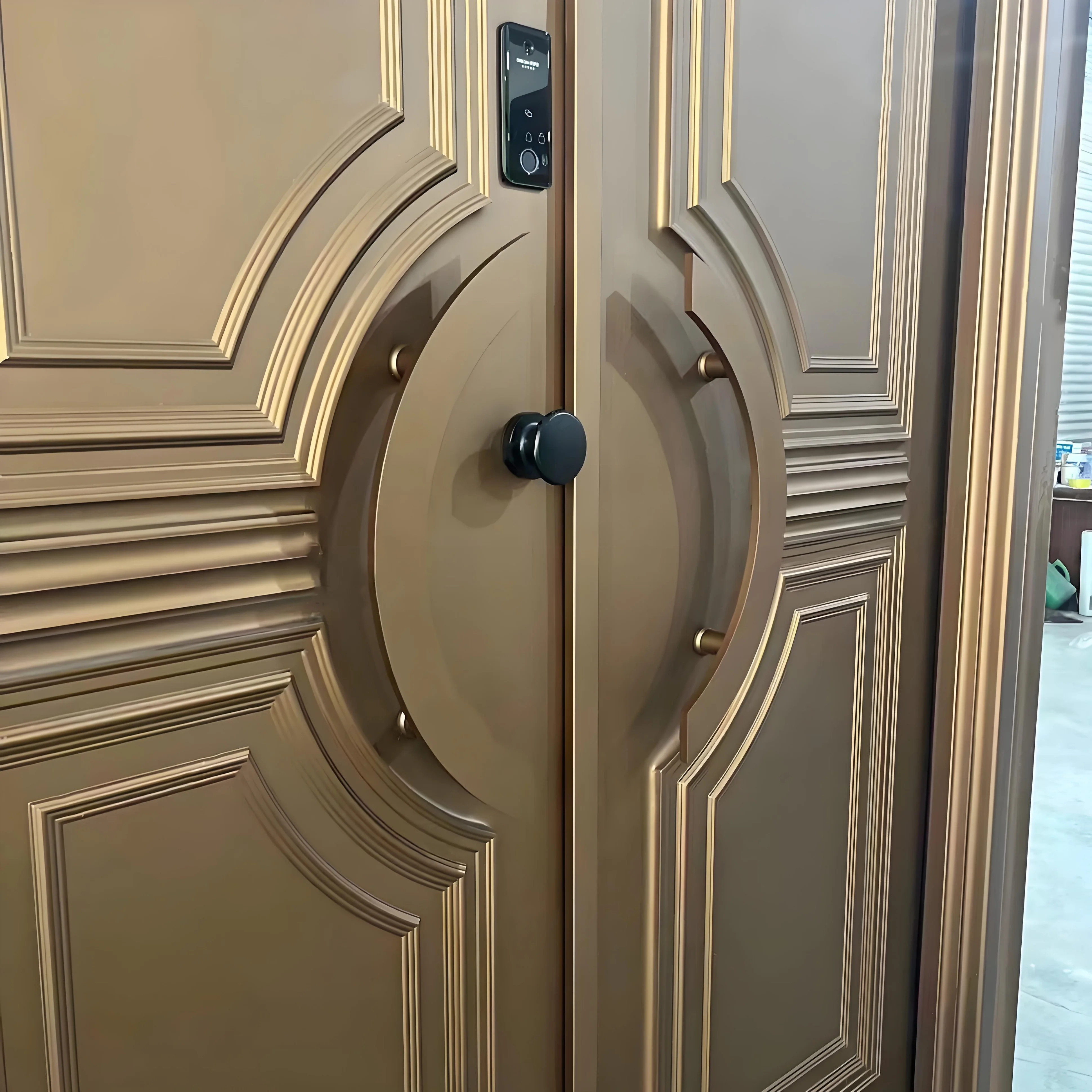 Exterior castle church circle arch top solid wooden main entrance door