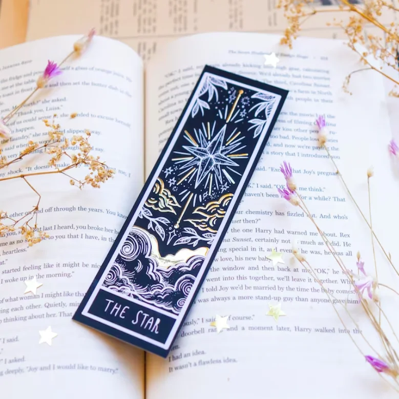 Custom Tarot The Sun Reading list book mark Star Gold Foil Paper Bookmarks