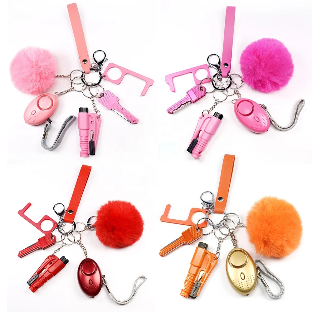 
Wholesale Defensa Personal Pepper Spray Pom Pom Key Chain Set Self Defense Keychain Tasergun For Women  (1600135604103)