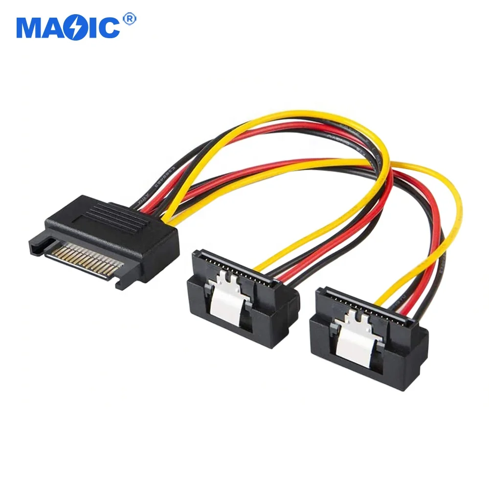 Other Computer Accessories 90 Degree Right Angle 15 Pin Male to Dual SATA 15 Pin Female SATA Power Splitter SATA Power Cable