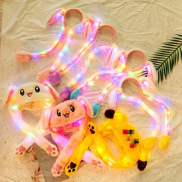 AIMINYZ Wholesale Animal Elk Hat Moving Ears LED Long With Jump Plush Hat for Adult Kids Cosplay Christmas Parties Gift Hat