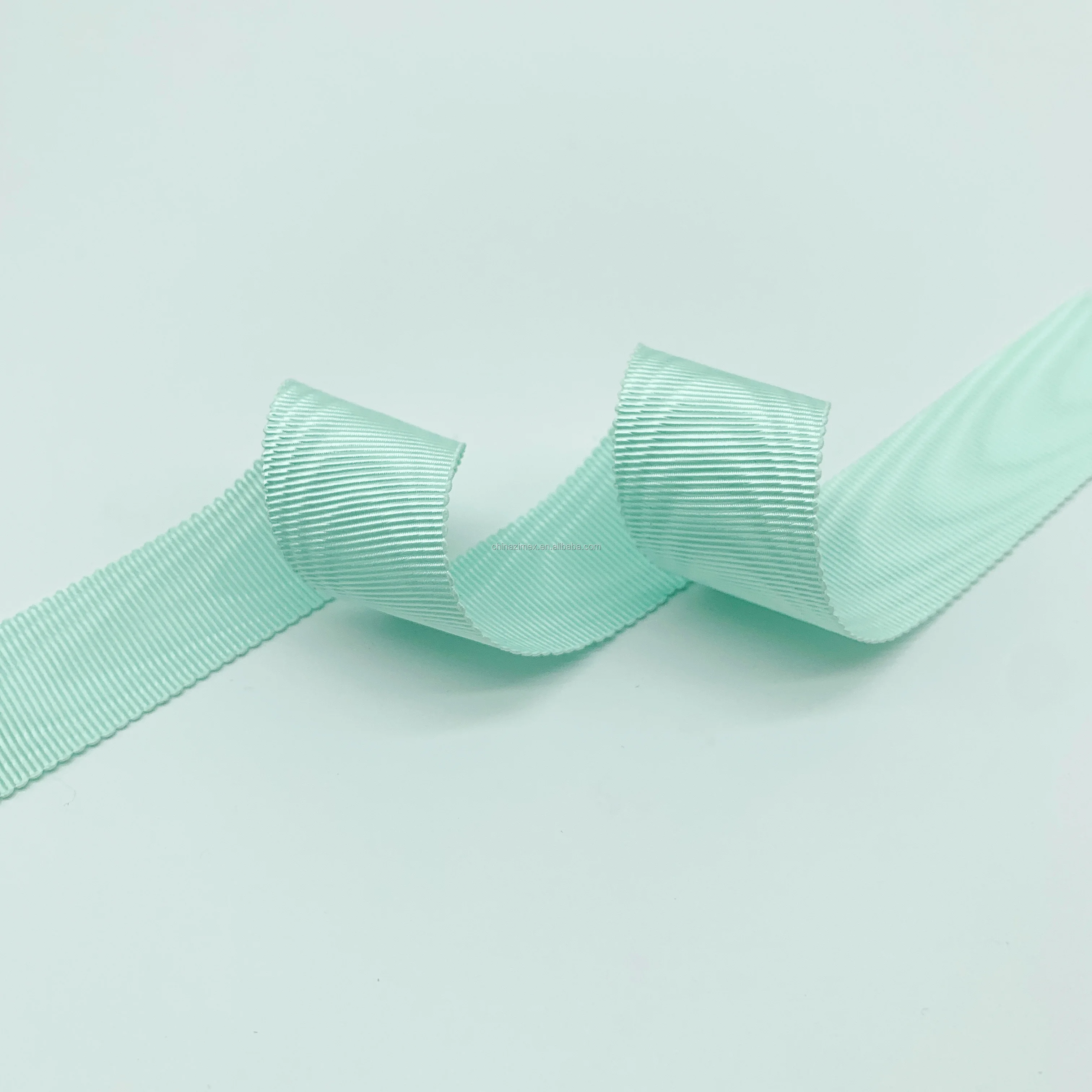 25mm pale green fashion polyester moire ribbons for garment accessories