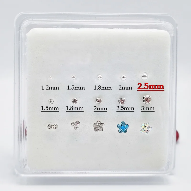 Fashion 925 Sterling Silver Nose Stud l Shape 2.5 mm Plain Ball Nariz Piercing Jewelry