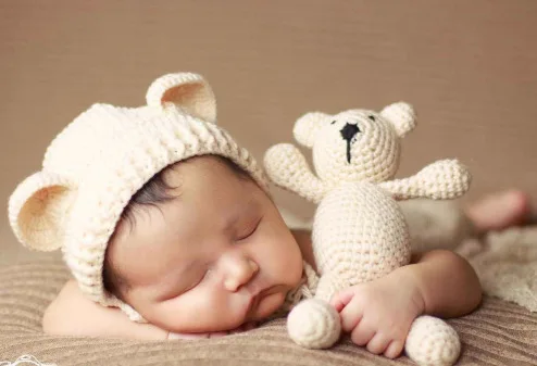 New hand-woven baby photography clothing bear doll hat
