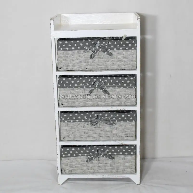 Factory Cheap High Quality Wholesale Rustic Living Room Wooden Drawers and Wicker Drawers Storage Cabinets