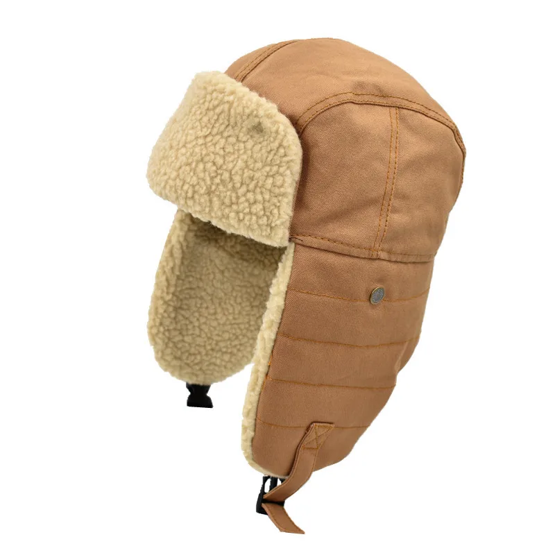 Russian Style Funny Winter Leather Trapper Hat Warm For Men Custom Logo Mens Winter Hat With Fur Wholesale