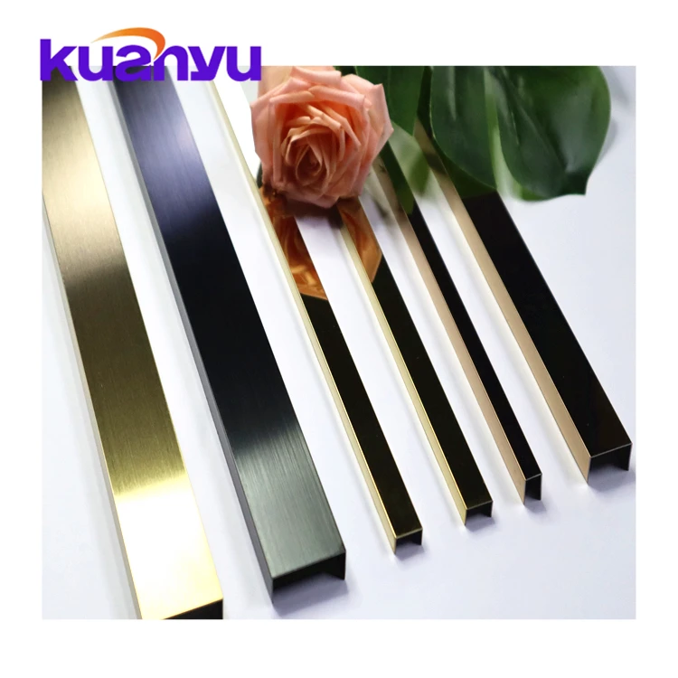 304 flexible metal tile edge trim stainless steel black titanium mirror u profiles trim strips decor