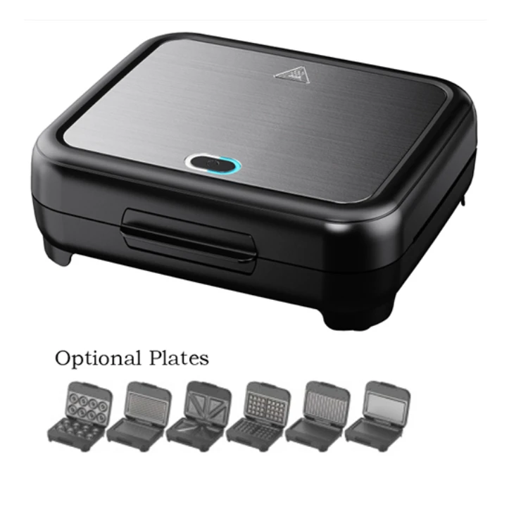 Detachable Custom Waffle Maker Grill Stainless Steel Cover Doughnut Shaped Breakfast 6 In 1 Sandwich Maker