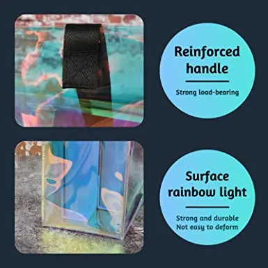 Fashion Iridescent  Handle Bags Capacity Promotional Custom Logo Size Holographic PVC Tote Bag