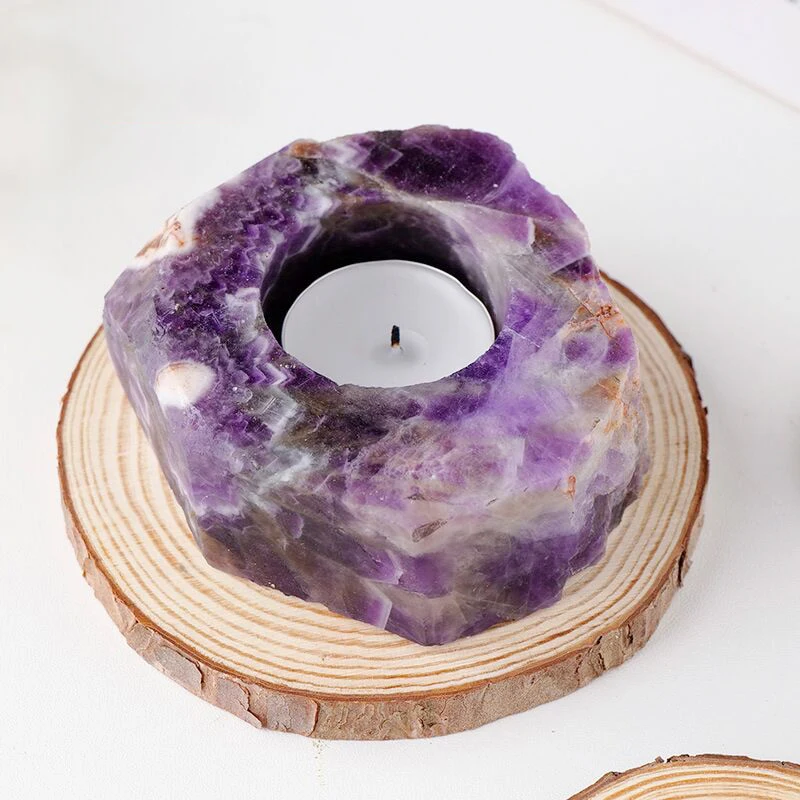 Customizable high quality natural crystal candle holder for desktop Christmas decorations