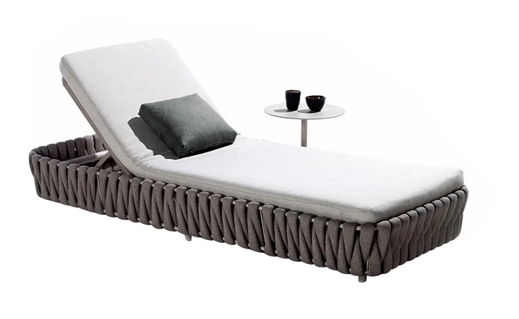 Classic factory PE rattan outdoor furniture wicker aluminum garden chaise sun lounger for poolside