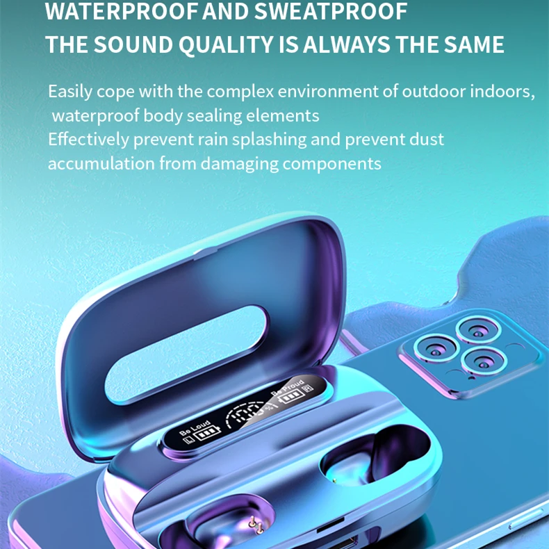 New Game Sports Blue Tooth Touch Headphones Tws In-ear Mini Earbuds Headphones Digital Display Power Bank for Iphone