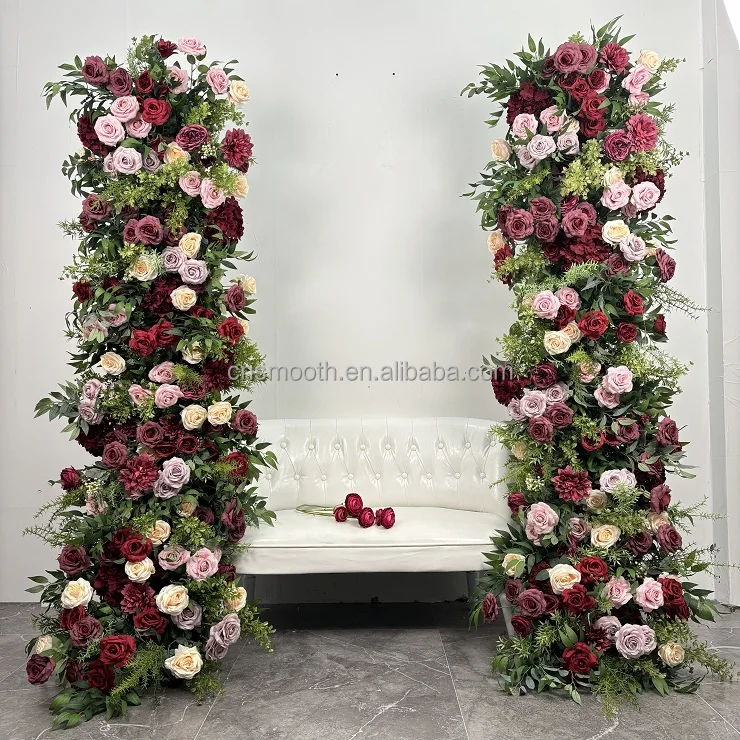 SMOOTH Forest 5D Artificial Purple Flower Arrangement Floor Flower Runner for Wedding Party Background Decoration