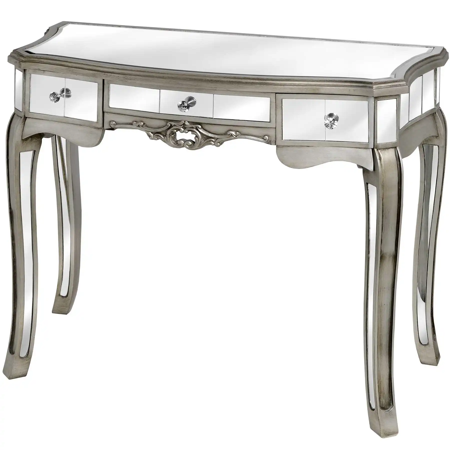 Venetian Silver Console Table with Antique Glass Mirror Leg for Home Furniture in Apartments