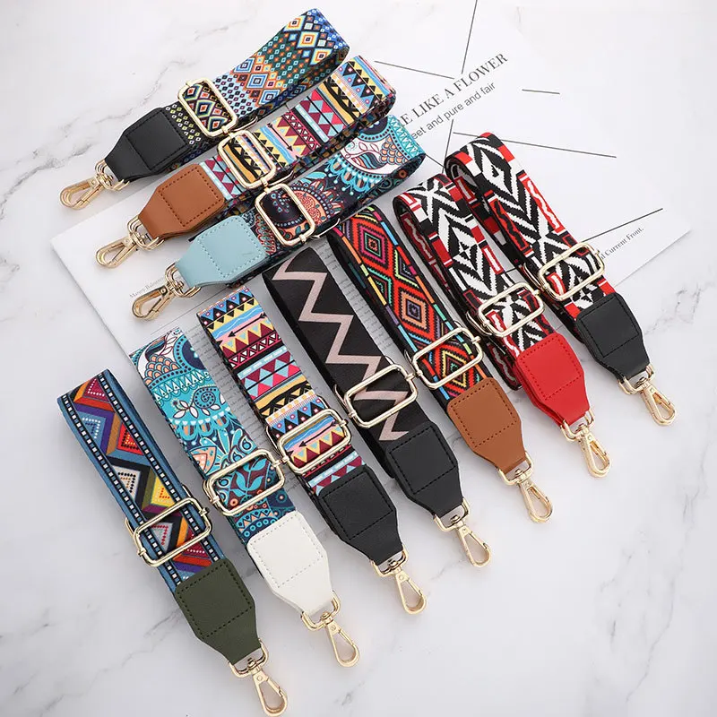 Bohemian Ethnic Style 3.8cm Diy Replacement Bag Straps Adjustable Crossbody Bag Straps