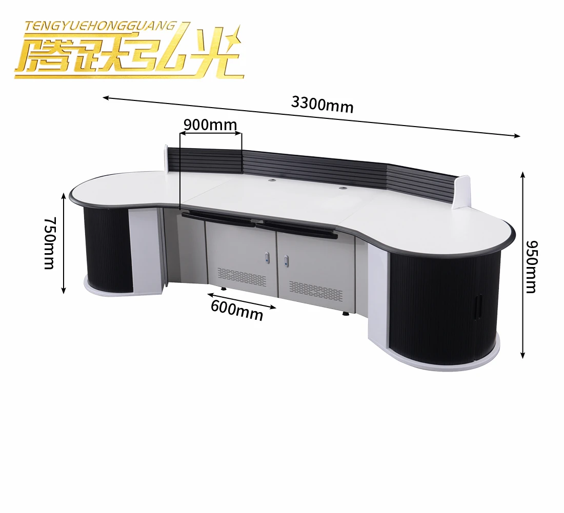 customize arc shaped work station desk control room console table command center monitoring console