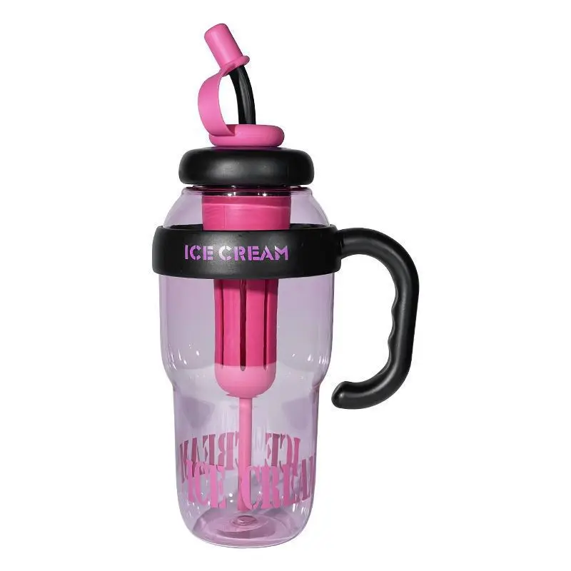 2024 hot selling 1300ml customizable reusable plastic water bottle, roller cup, straw handle, giant bucket
