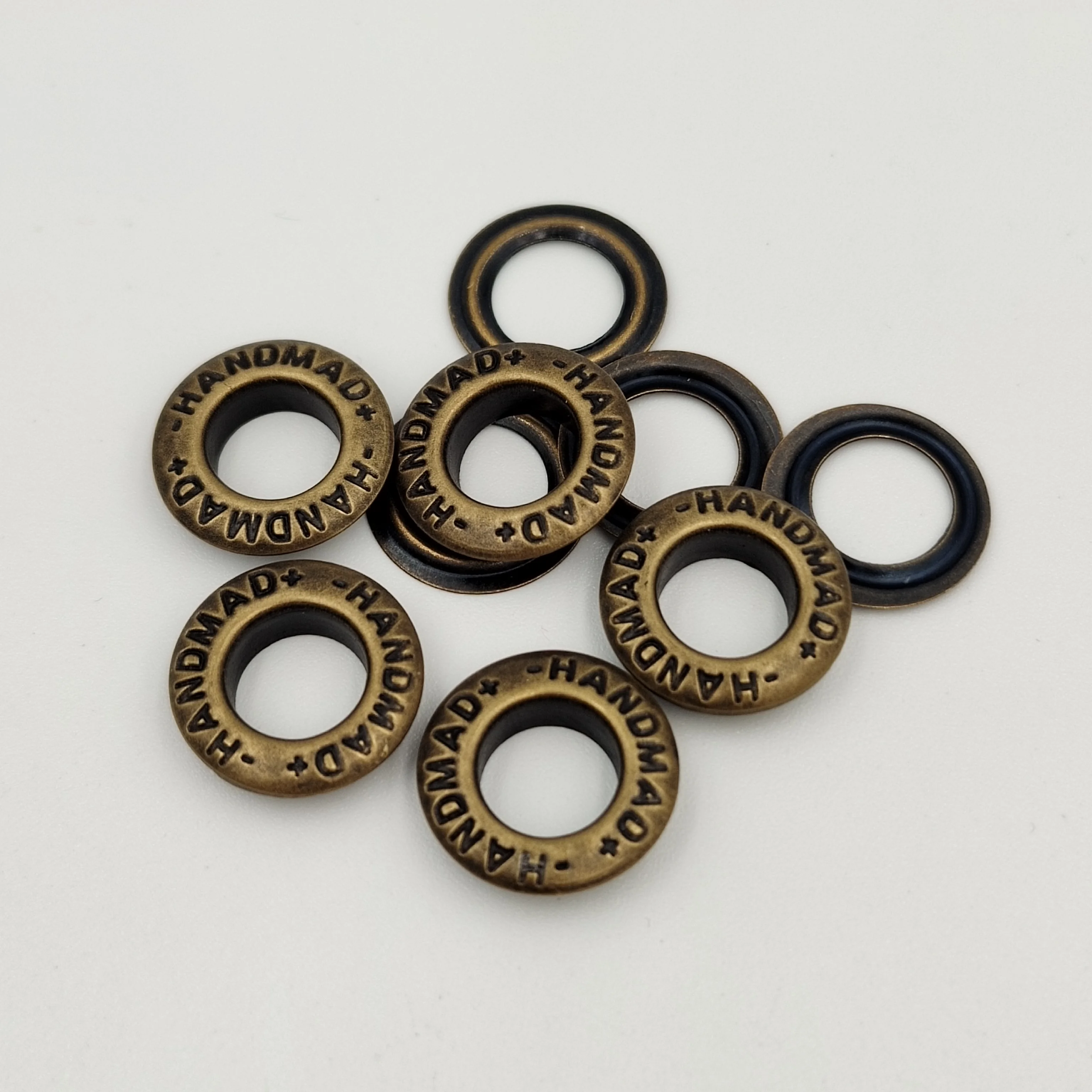 Custom engraved brand letter metallic brass eyelets and grommets
