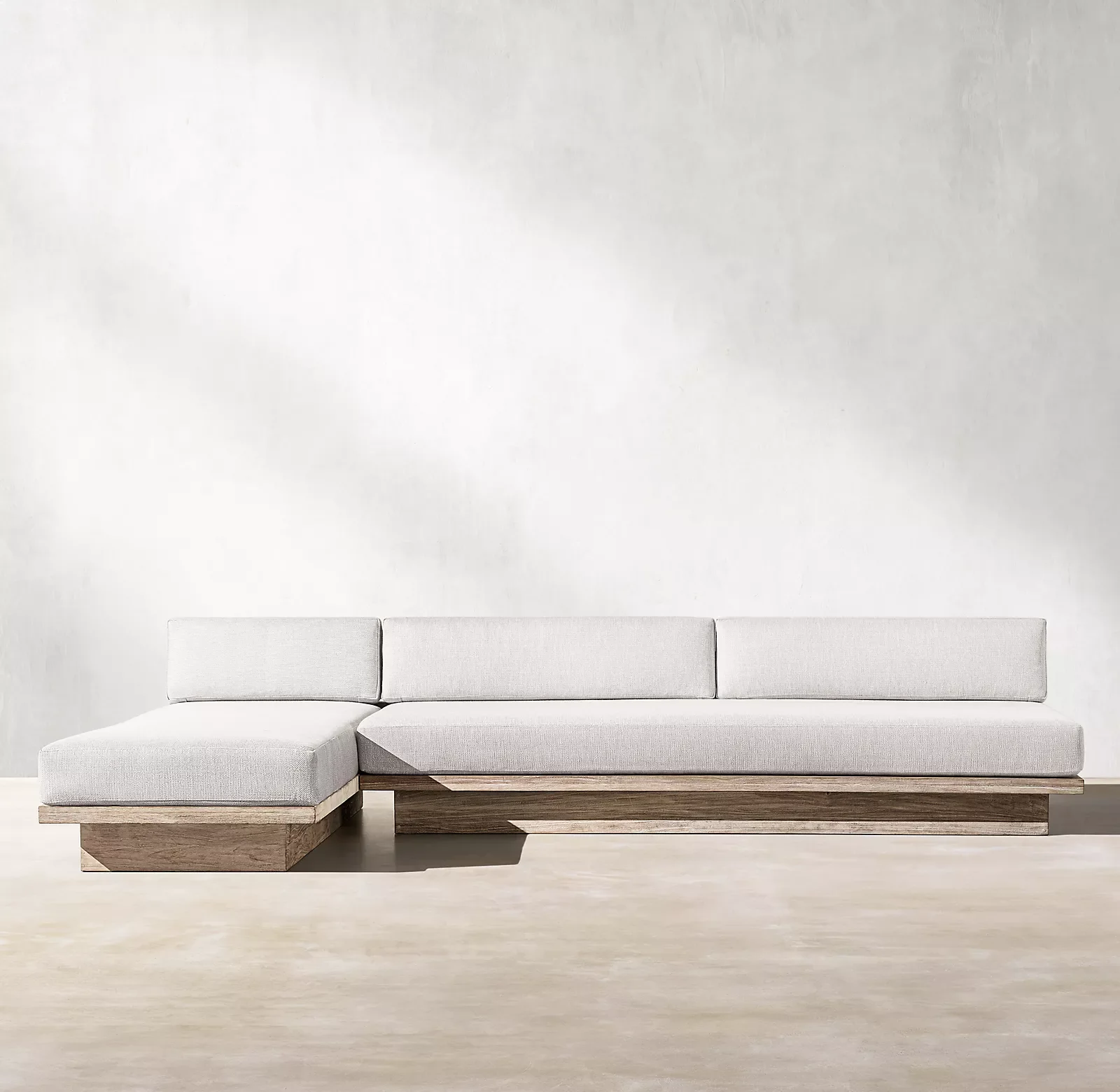 2024 comfortable customized outdoor furniture wooden sofa set weathered teak