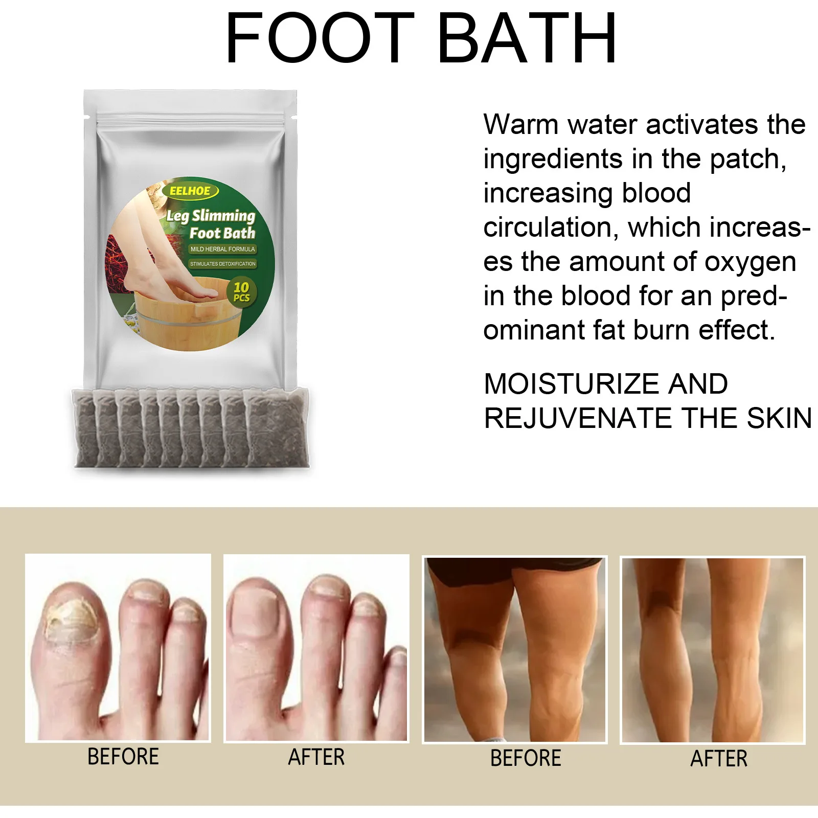 EELHOE Natural Mugwort Herb Foot Soak Lymphatic Drainage Ginger Foot Soak Leg Slimming Foot Bath Bag