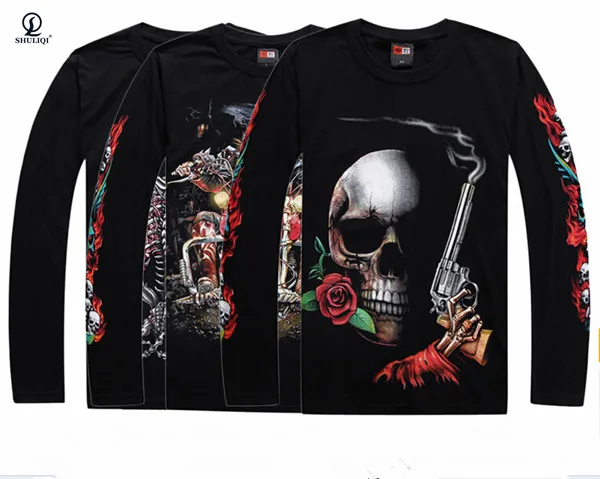 Дикие люди хиппи печати с длинным рукавом хип-хоп Футболка