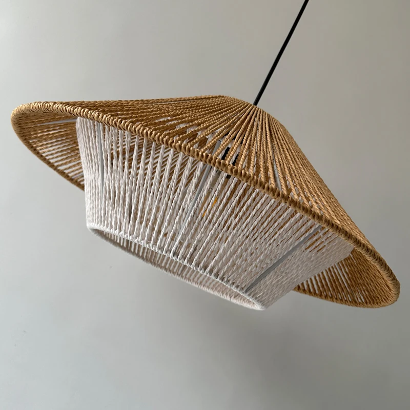 Handwoven Suspension Woven Shade Rattan Lamp For Home Hotel Restaurant Decoration
