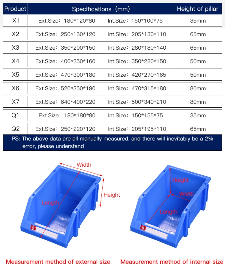 Tool bolts screws storage warehouse large plastic stackable storage parts bin