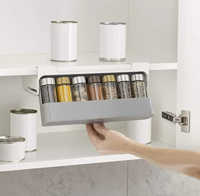 Cupboard Store Under-Shelf Pull Out Drawer Storage for Cabinet Spice Rack