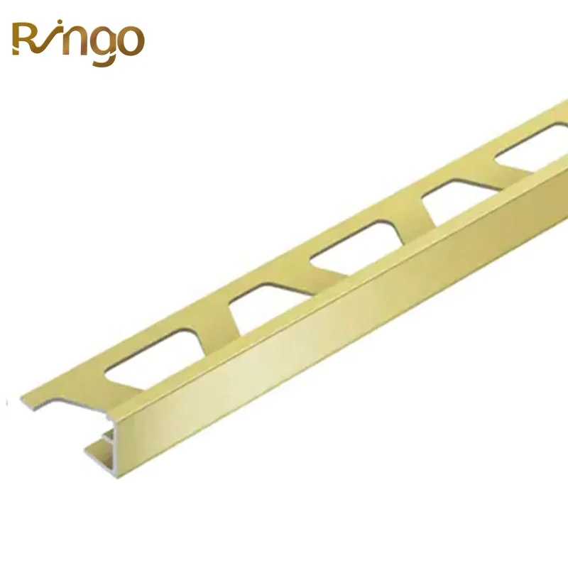 Flooring Aluminum L Shape Gold Color Outside Corner Metal Tile Edge Trim 10mm to 12mm