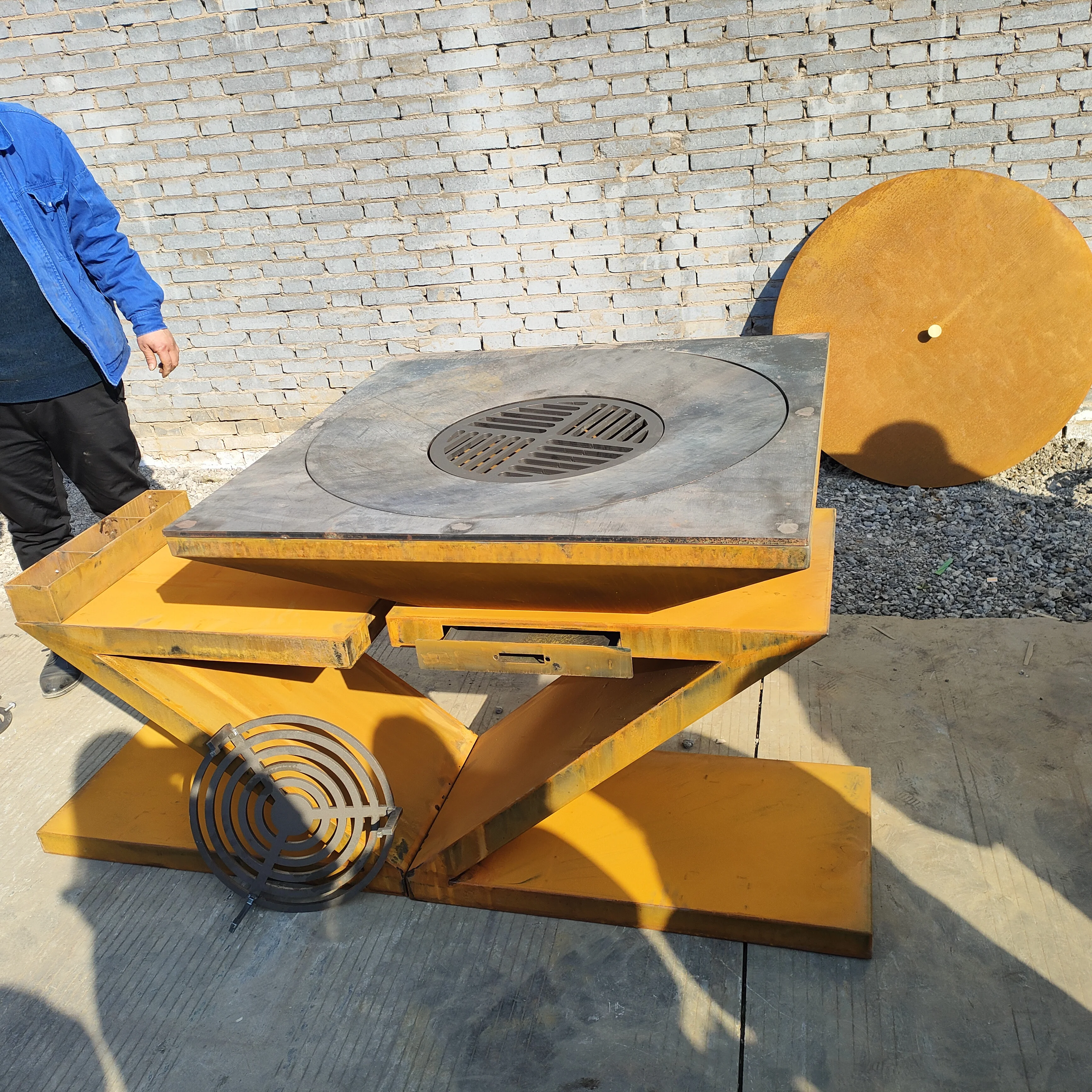 outdoor barbecue grill professional corten steel barbecue grill oven backyard bbq equipment