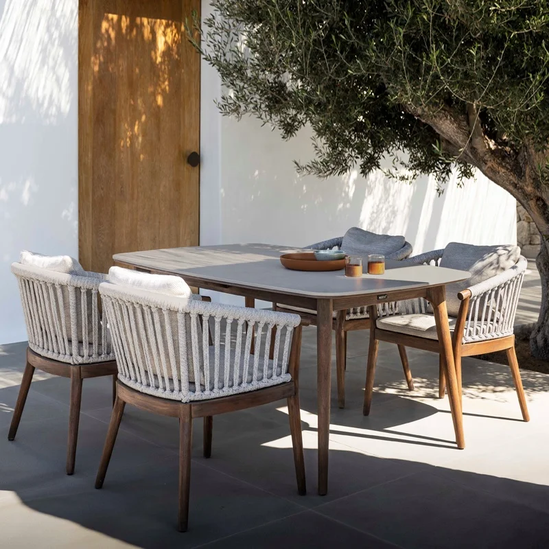 modern design Outdoor dining furniture table and chairs  aluminium beach restaurant patio chair dining garden set