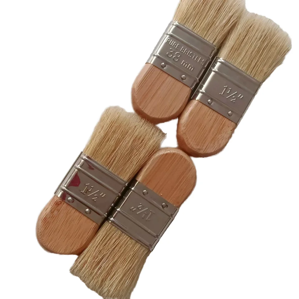 Multi Angle Cleaning Bamboo and Wood Pure Pig Mane Stainless Steel Artistic Paint Brush
