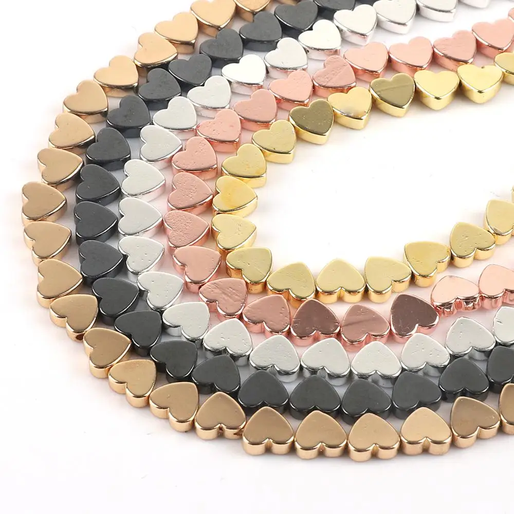 Black Hematite Beads Heart Nomagnetic Beads Gold Sliver Plated 5*6mm Beads for Bracelet Jewelry DIY Making