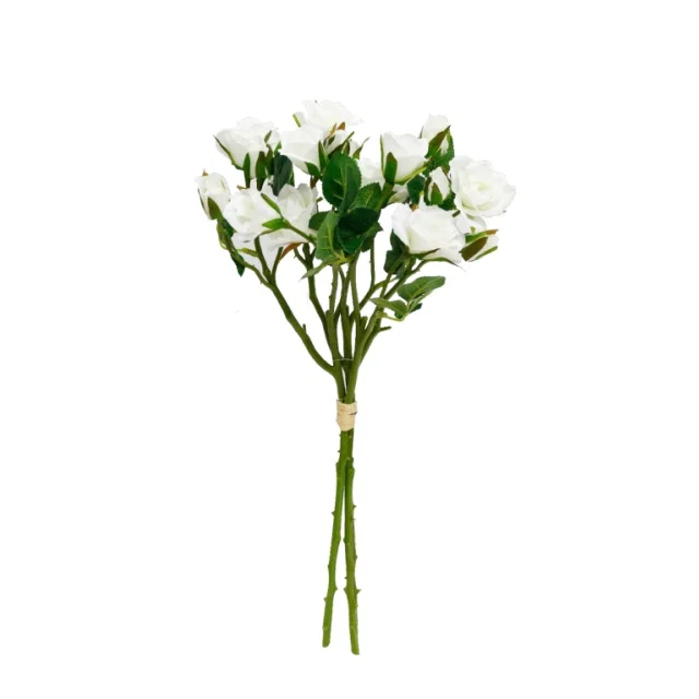 New 18 Heads Stem Artificial Silk Miniature Wild Rose Flowers For Decoration