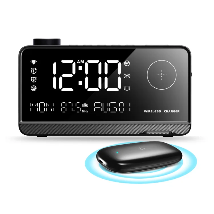 15W wireless charging LED large screen digital electronic alarm clock FM radio ringing for sleepers